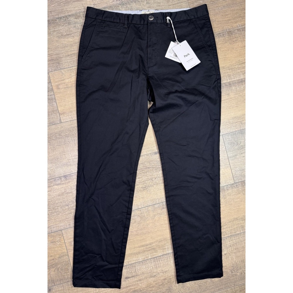 Perk Clothing Feel Good Chino Pants Solid Black Slim Fit Stretch Mens 35x31 NWT